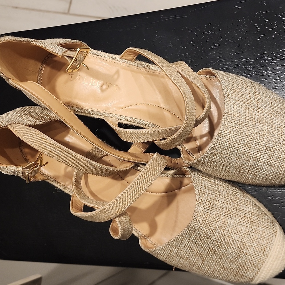 Talbots Lyndsay Strappy Linen Espadrille Wedges - Picture 3 of 5